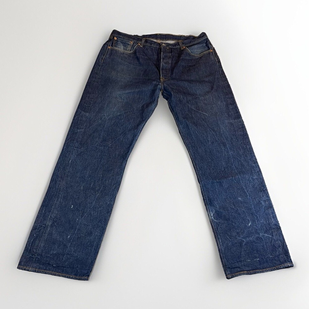Levis Jeans Mens 40x34 Blue 501 XX‎ Straight Fit Button Fly Dark Wash Denim